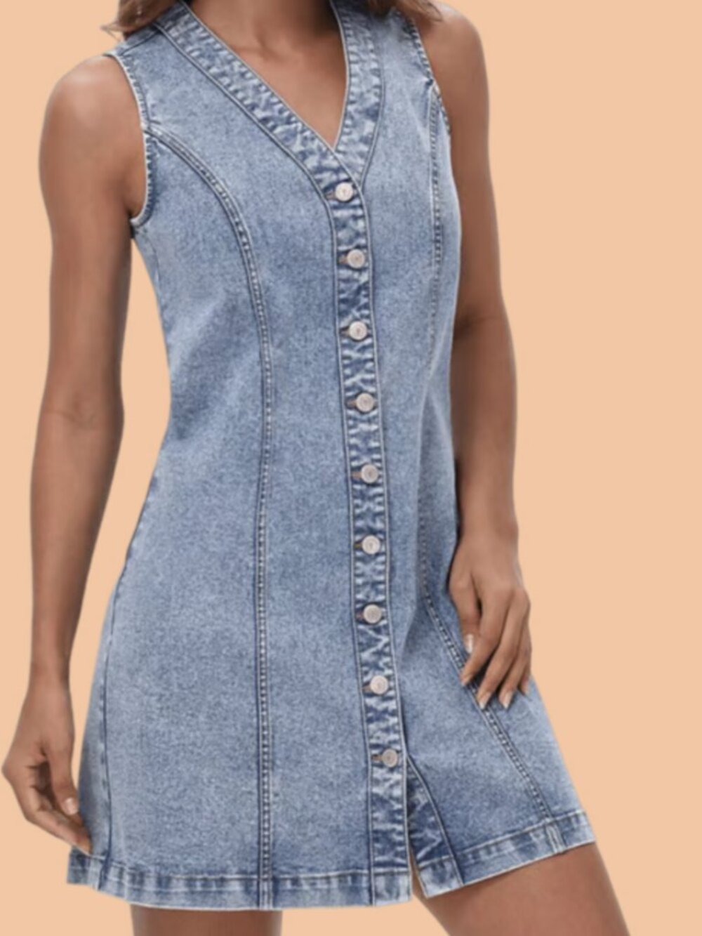 Frye Light Wash Denim Button Front Mini Dress